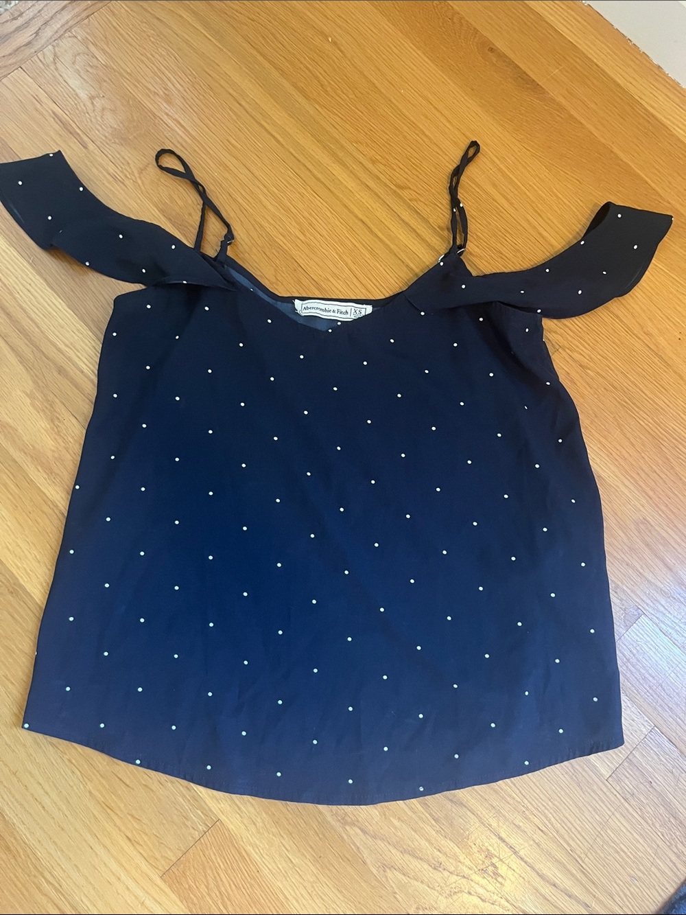 Abercrombie & Fitch Navy Polka Dot Off-Shoulder Cami